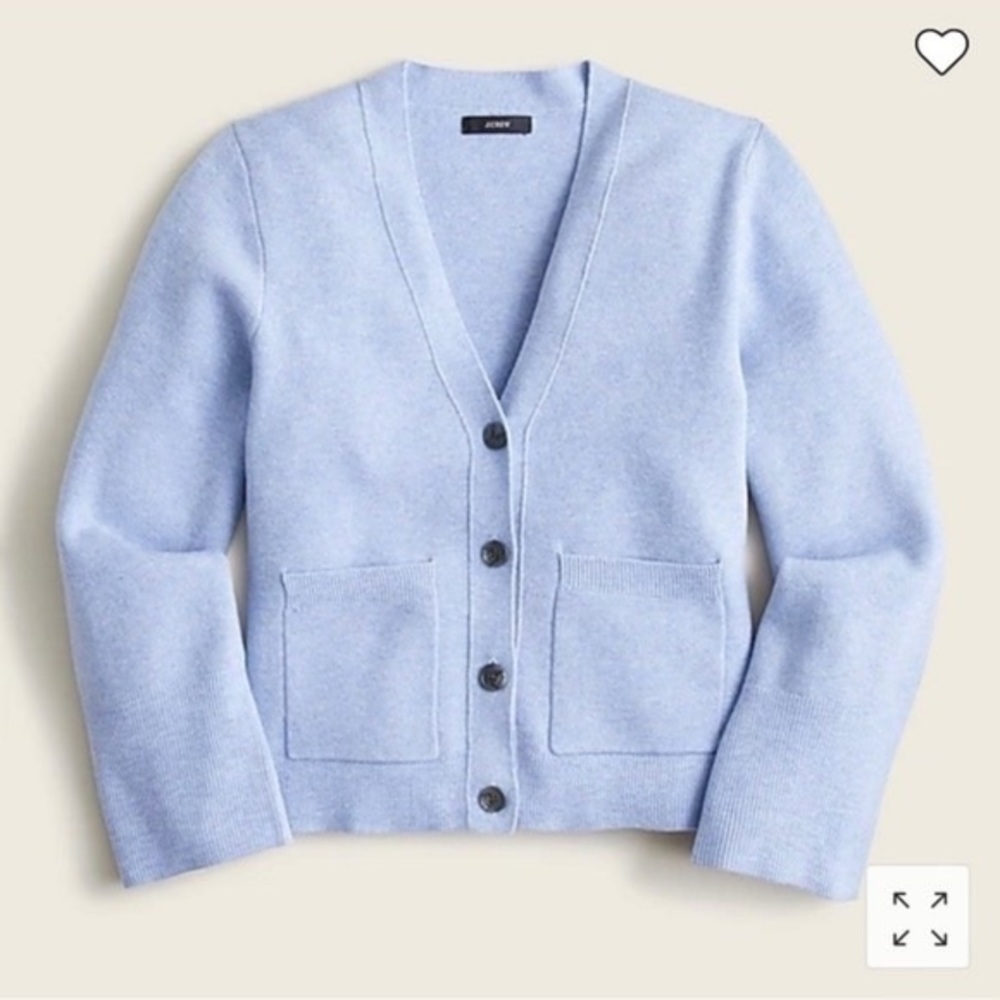 J Crew Size Small Baby Blue Cinched Waist Boxy Button Front Cardigan
